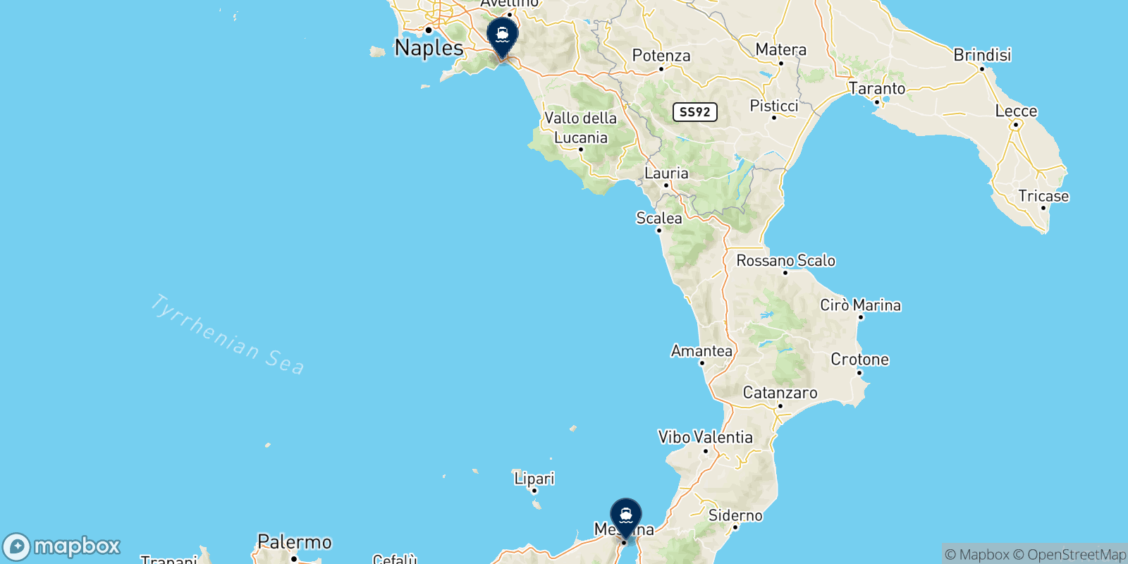 Mapa de los destinos Caronte & Tourist