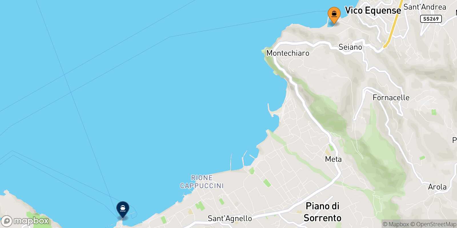 Mapa de la ruta Seiano Sorrento