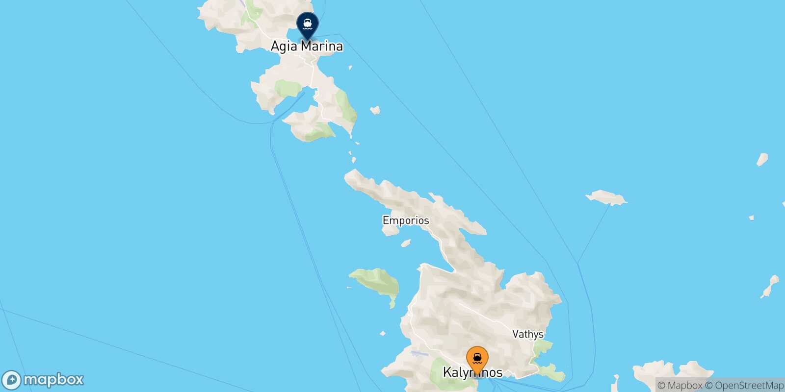 Mapa de la ruta Kalymnos Leros
