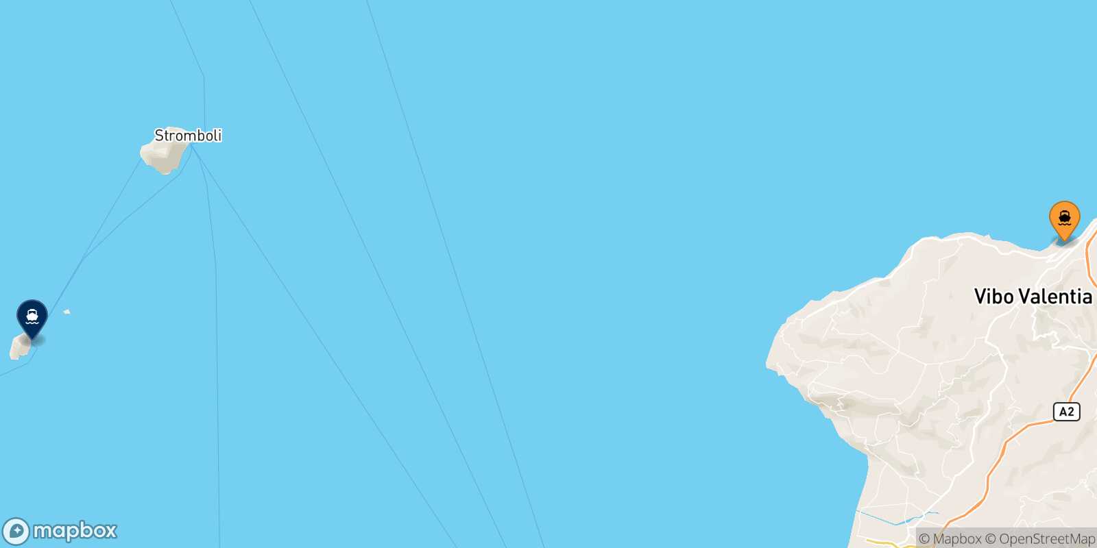 Mapa de la ruta Vibo Valentia Panarea