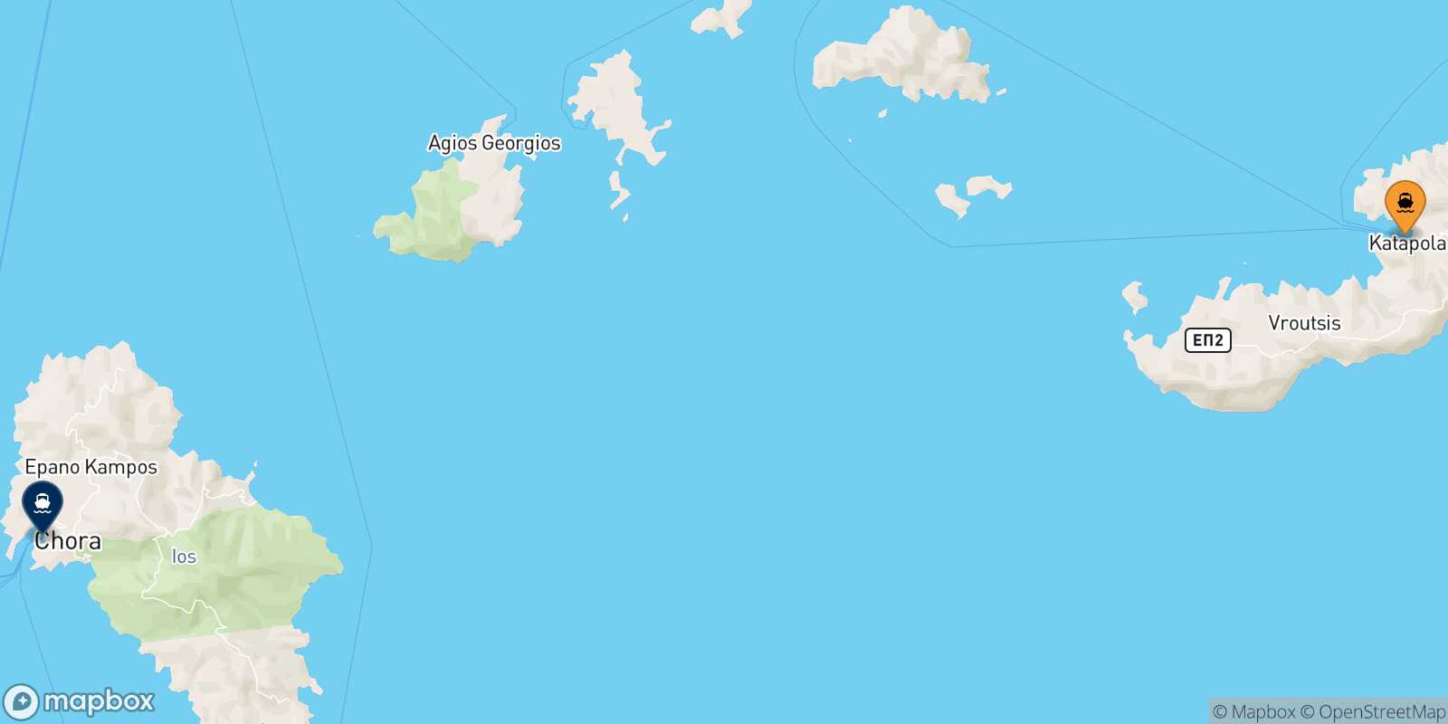 Mapa de la ruta Katapola (Amorgos) Ios