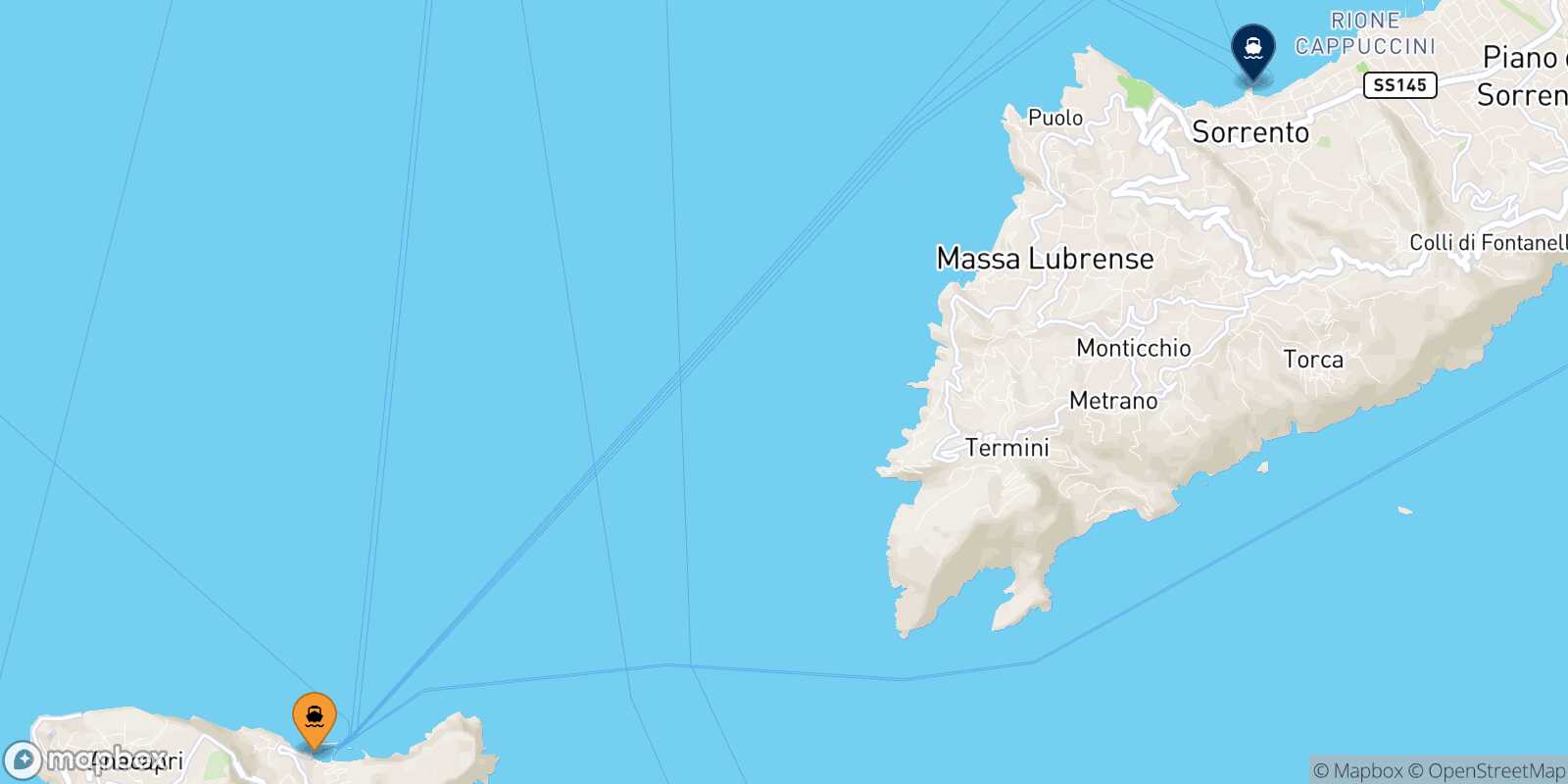 Mapa de la ruta Capri Sorrento