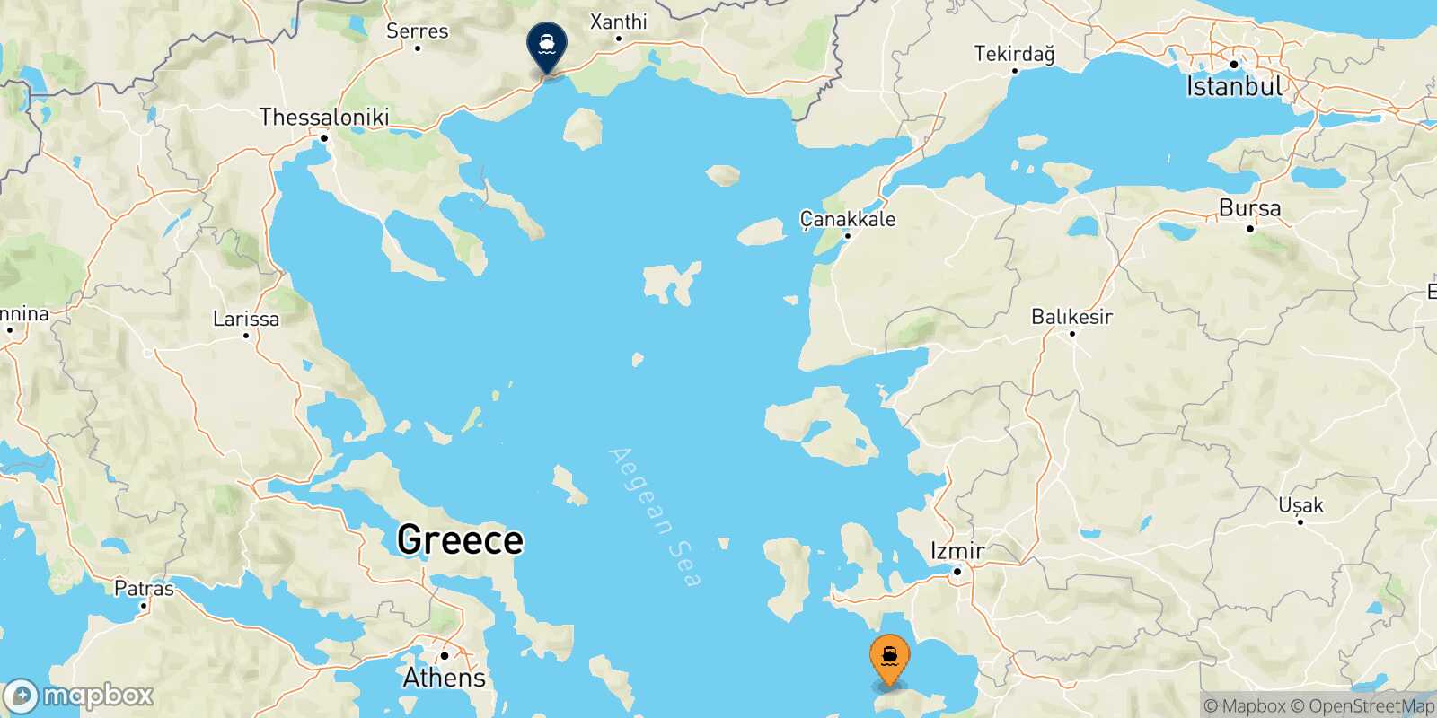Mapa de la ruta Karlovassi (Samos) Kavala