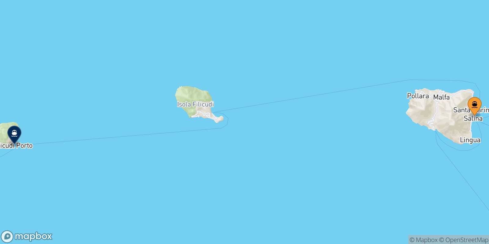 Mapa de la ruta Santa Marina (Salina) Alicudi