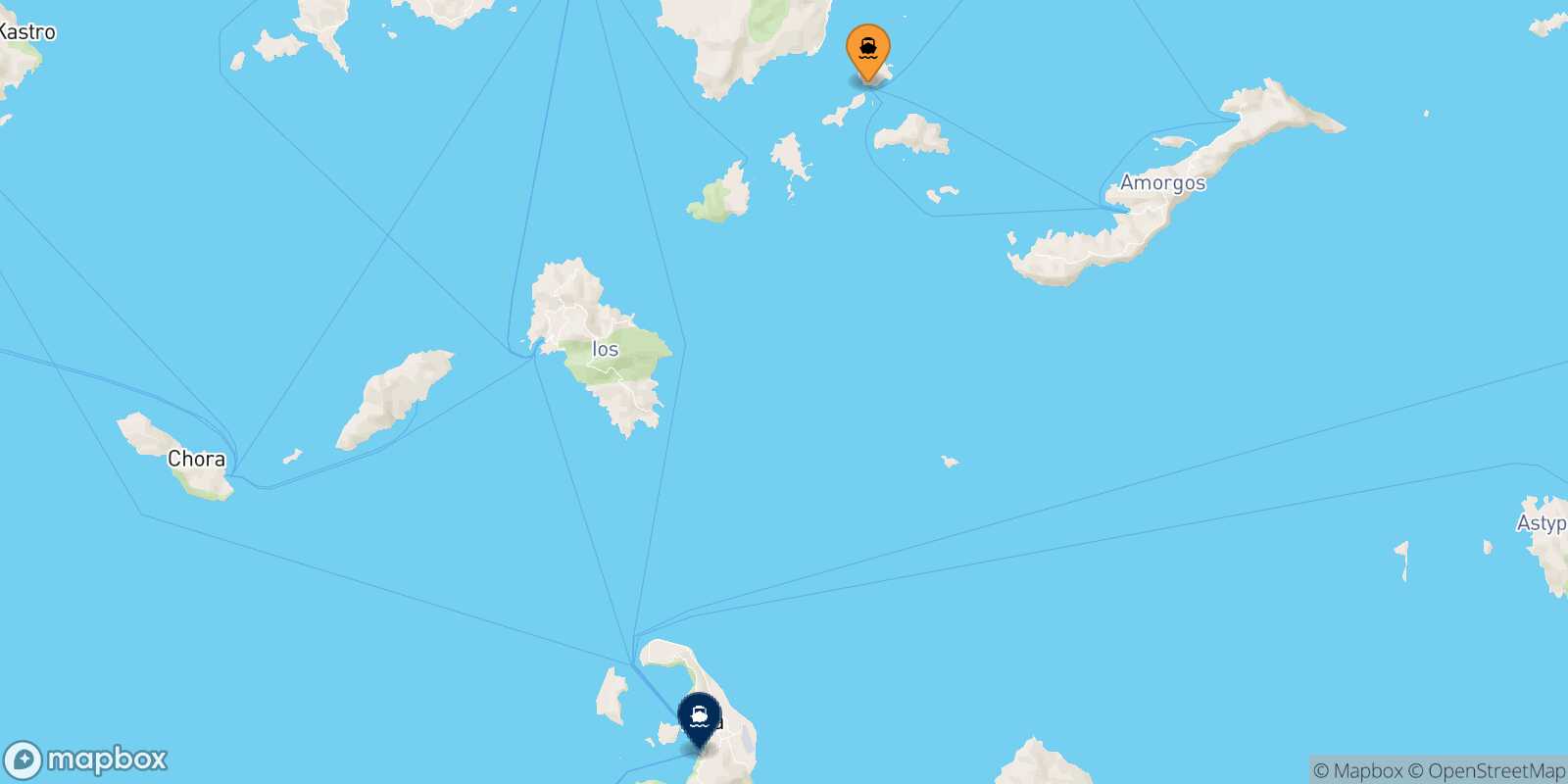 Mapa de la ruta Koufonissi Santorini