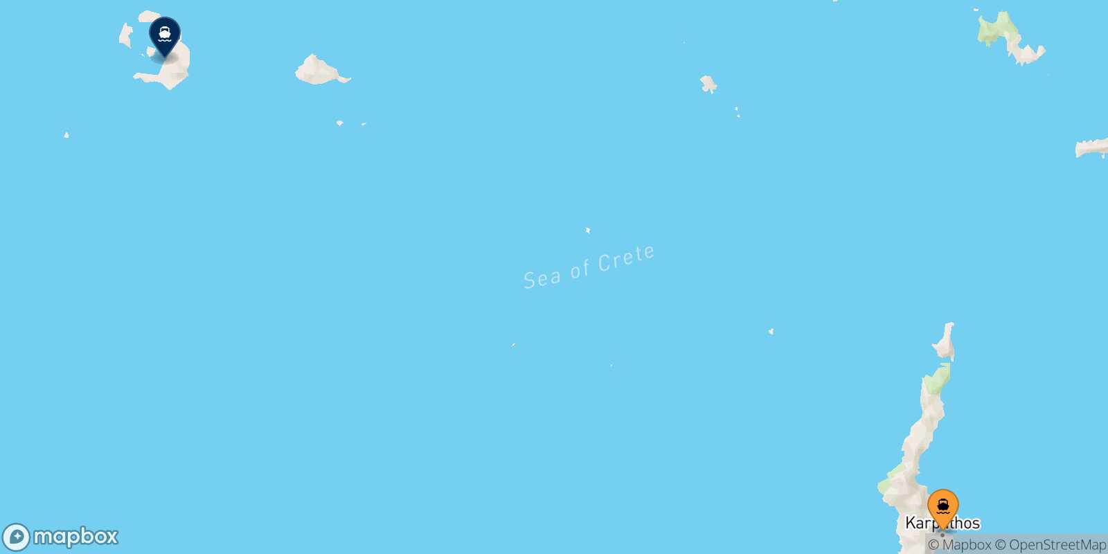 Mapa de la ruta Karpathos Santorini