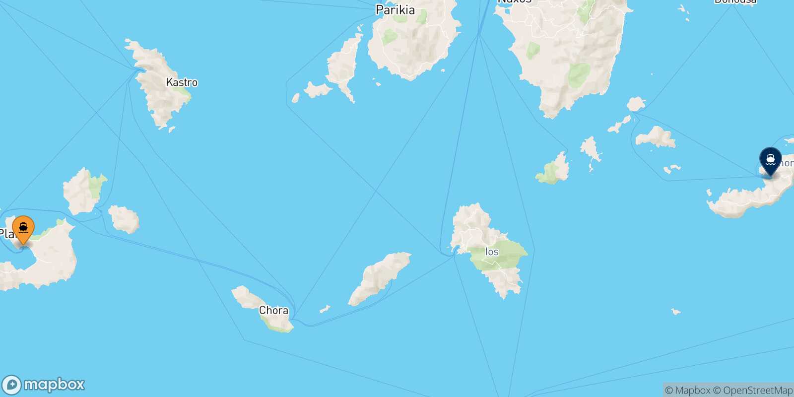 Mapa de la ruta Milos Katapola (Amorgos)