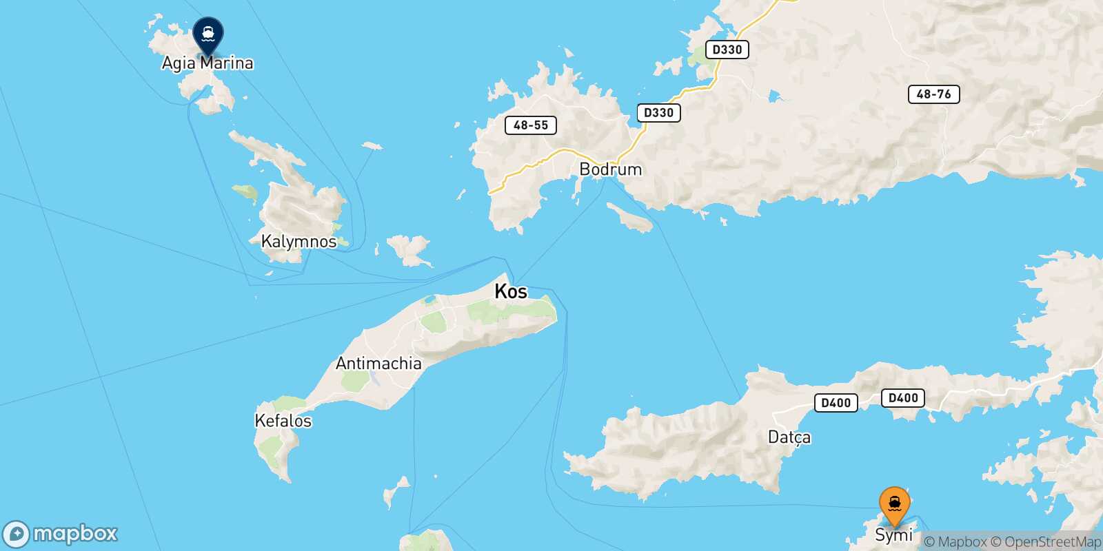 Mapa de la ruta Symi Leros