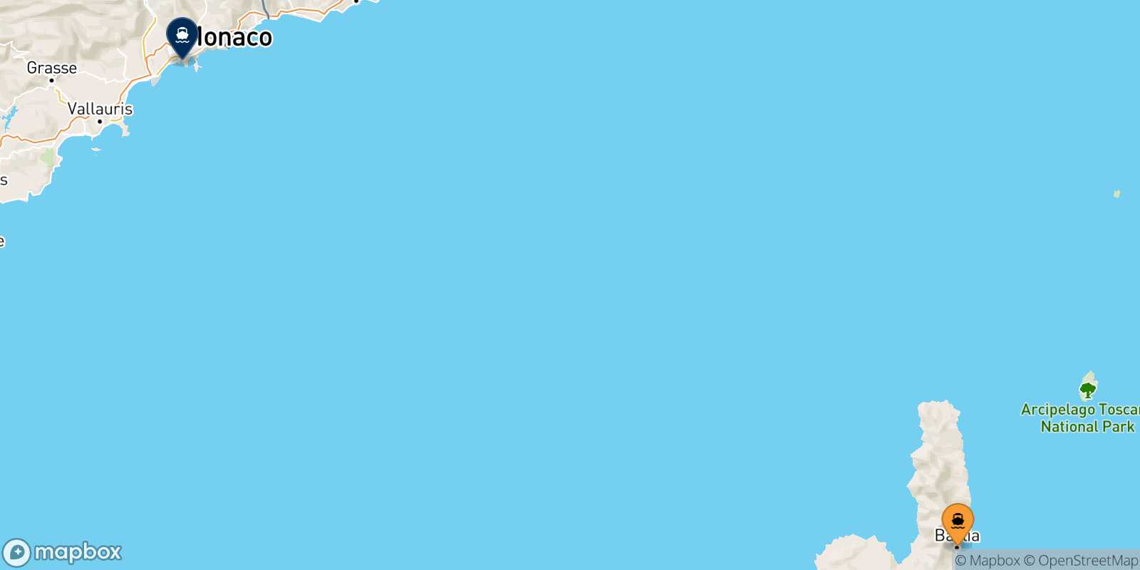 Mapa de la ruta Bastia Niza