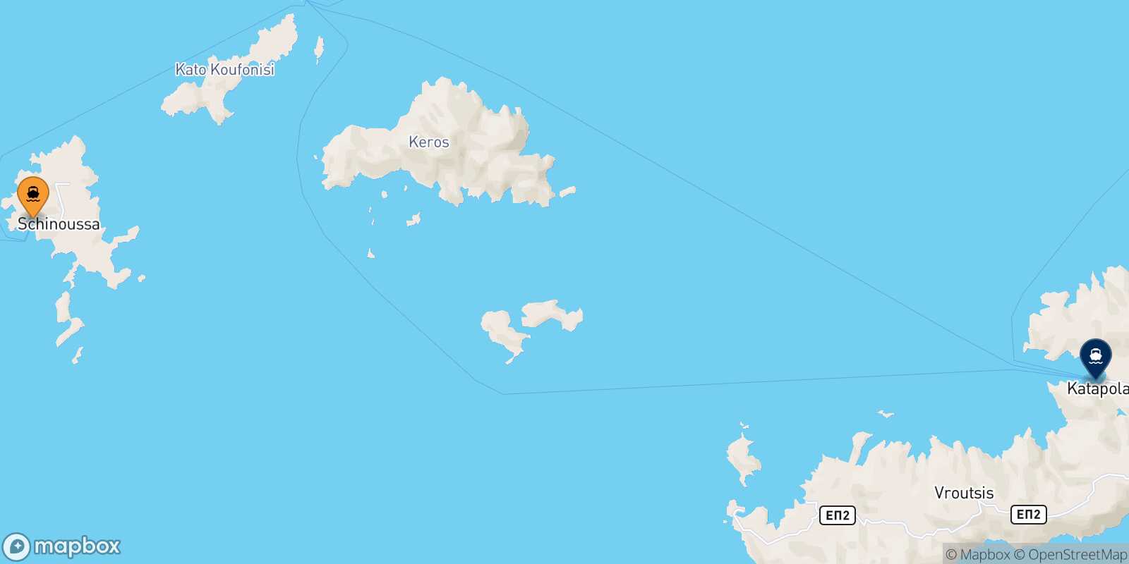 Mapa de la ruta Schinoussa Katapola (Amorgos)