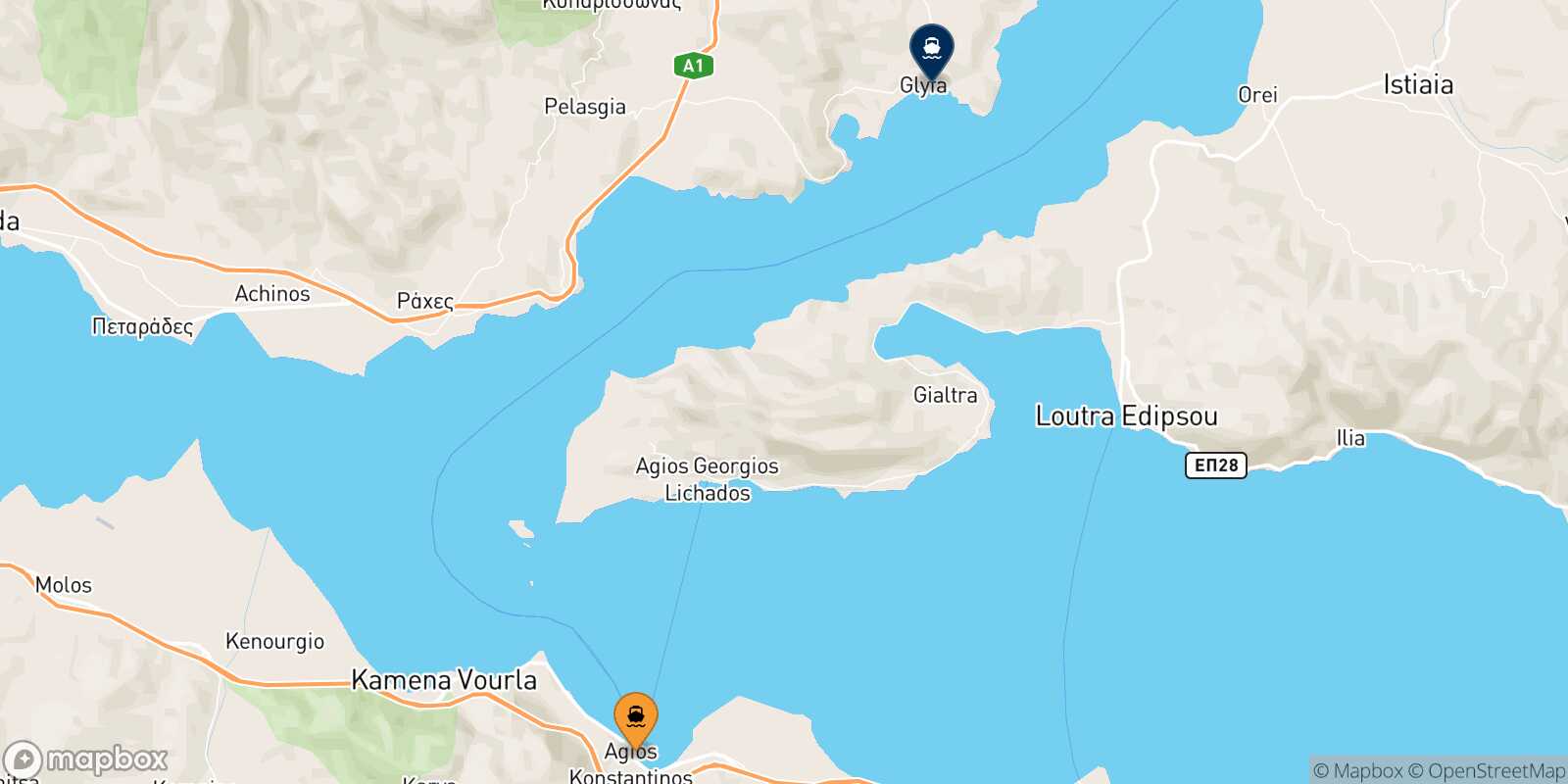 Mapa de la ruta Agios Konstantinos Glyfa