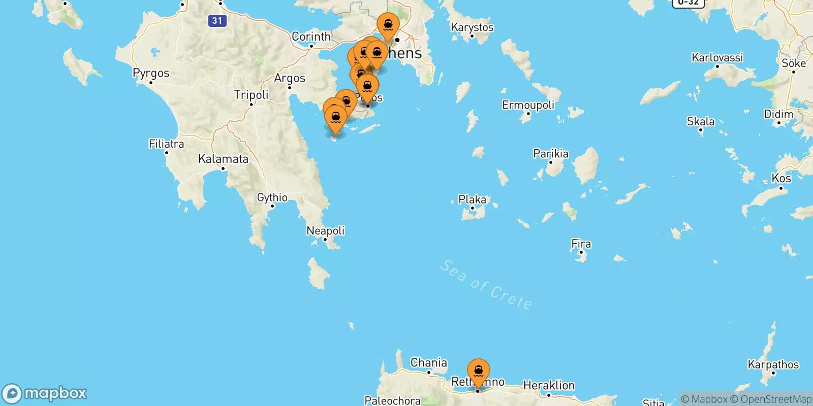 Ferries de Grecia a Islas Sarónicas