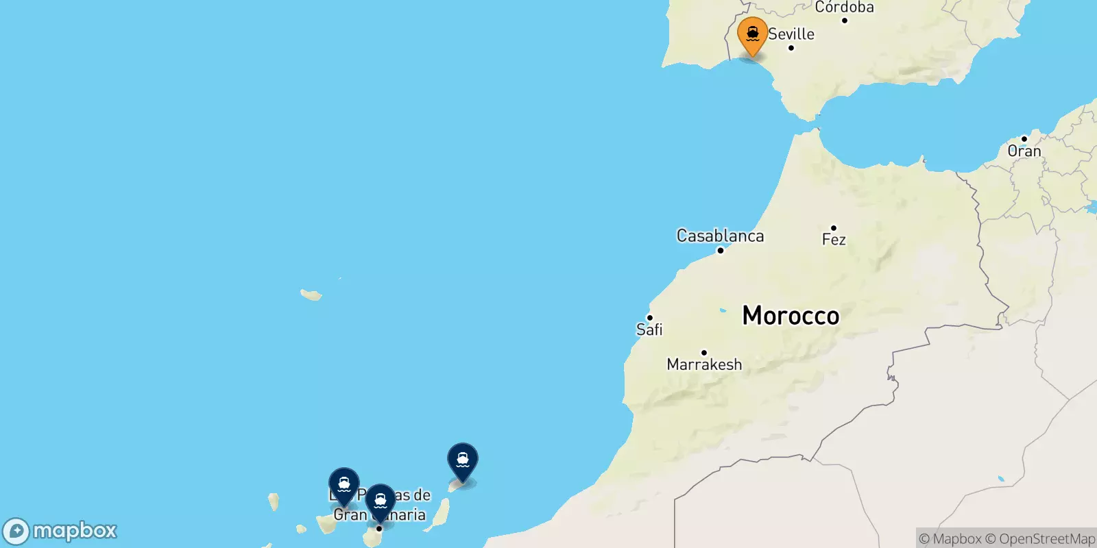 Ferries de Huelva a España