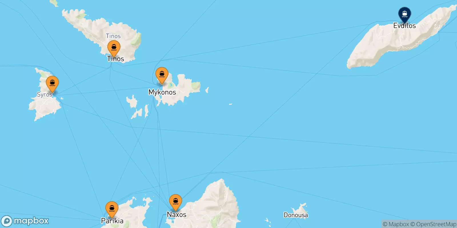 Ferries de Las Cicladas a Evdilos (Ikaria)