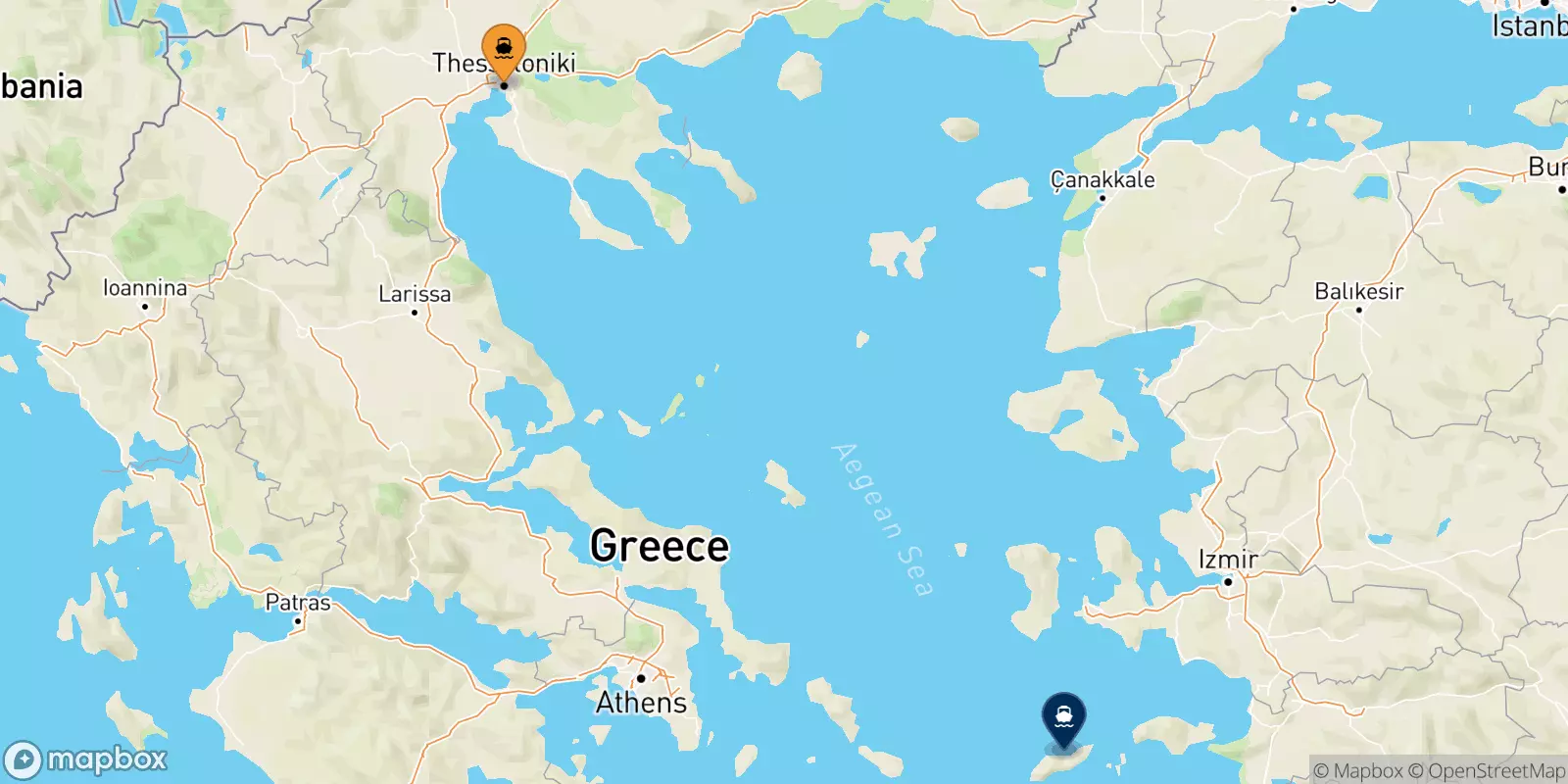 Ferries de Salónica a Evdilos (Ikaria)