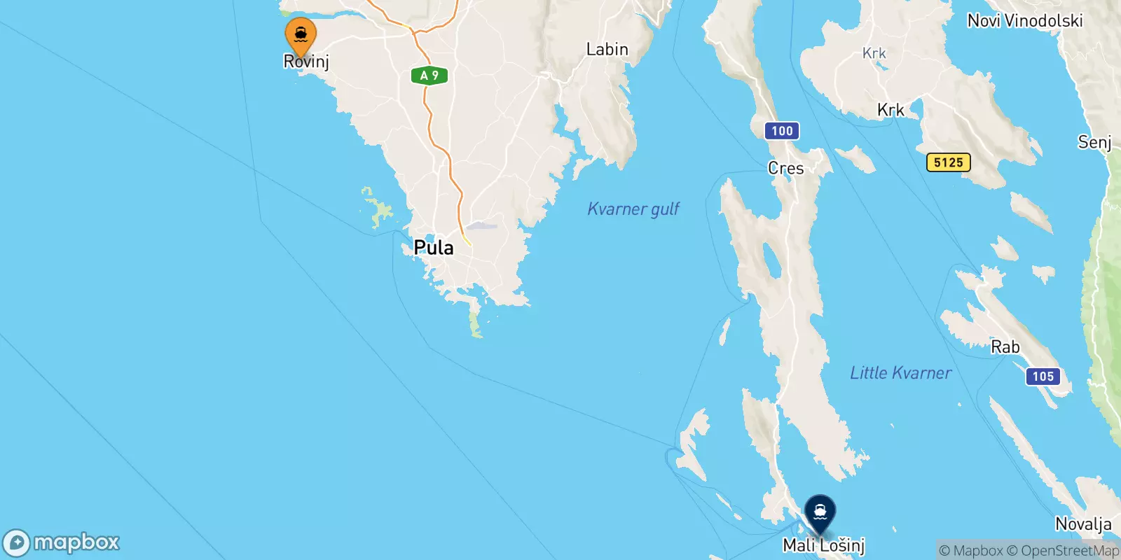 Ferries de Rovinj a Mali Losinj