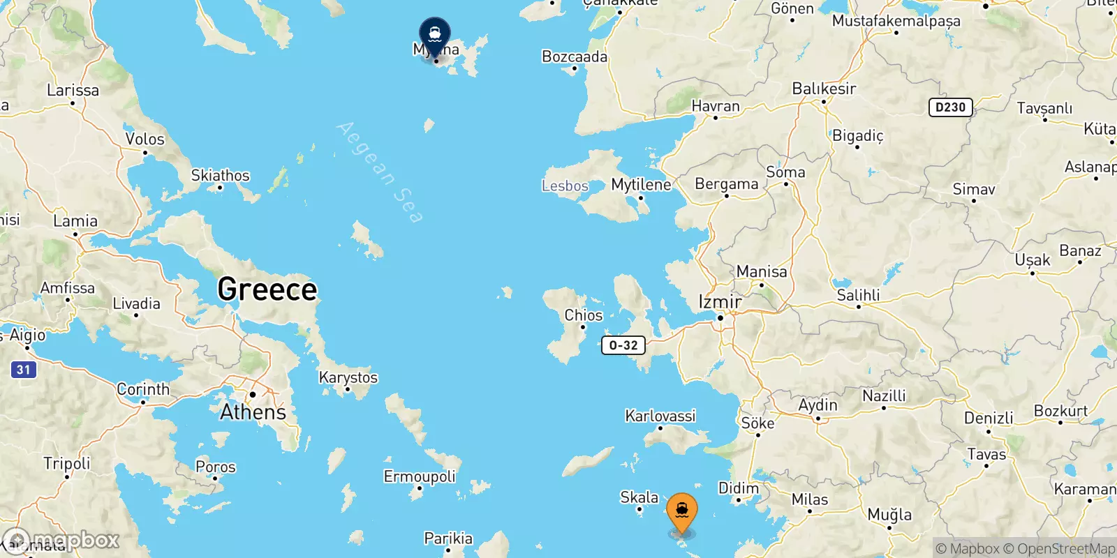 Ferries de Leros a Mirina (Limnos)