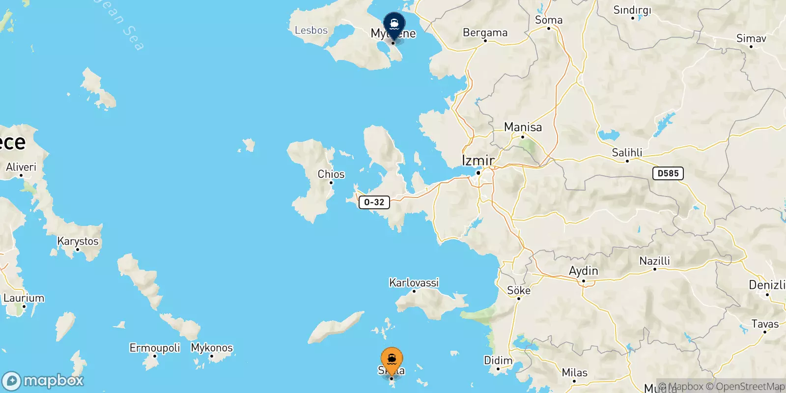 Ferries de Patmos a Mytilene (Lesvos)