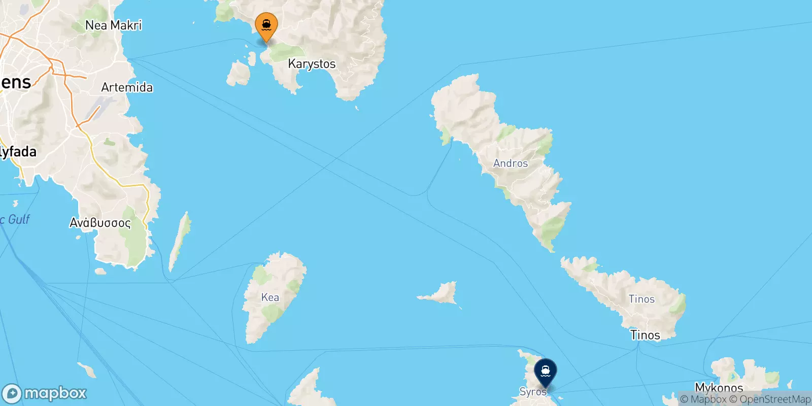 Ferries de Karystos a Syros