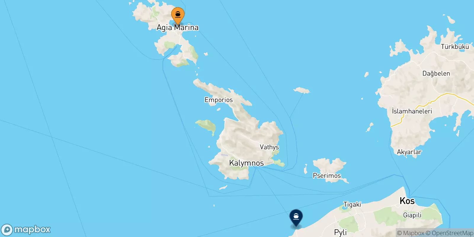 Ferries de Agia Marina (Leros) a Mastihari (Kos)