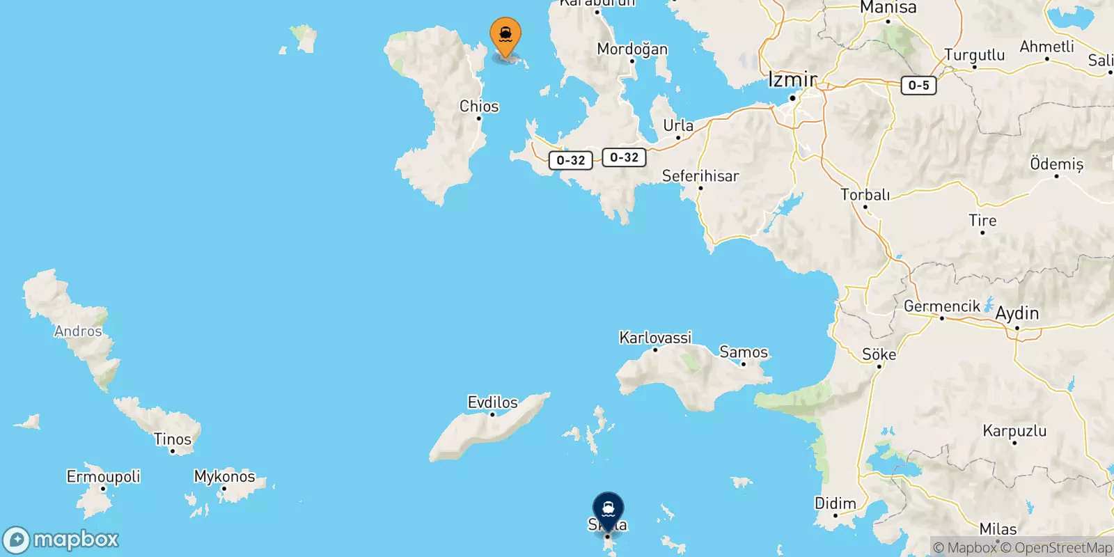 Ferries de Inousses a Patmos