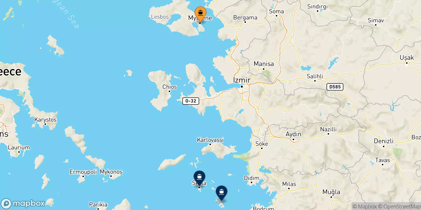 Ferries de Mytilene (Lesvos) a Dodecaneso