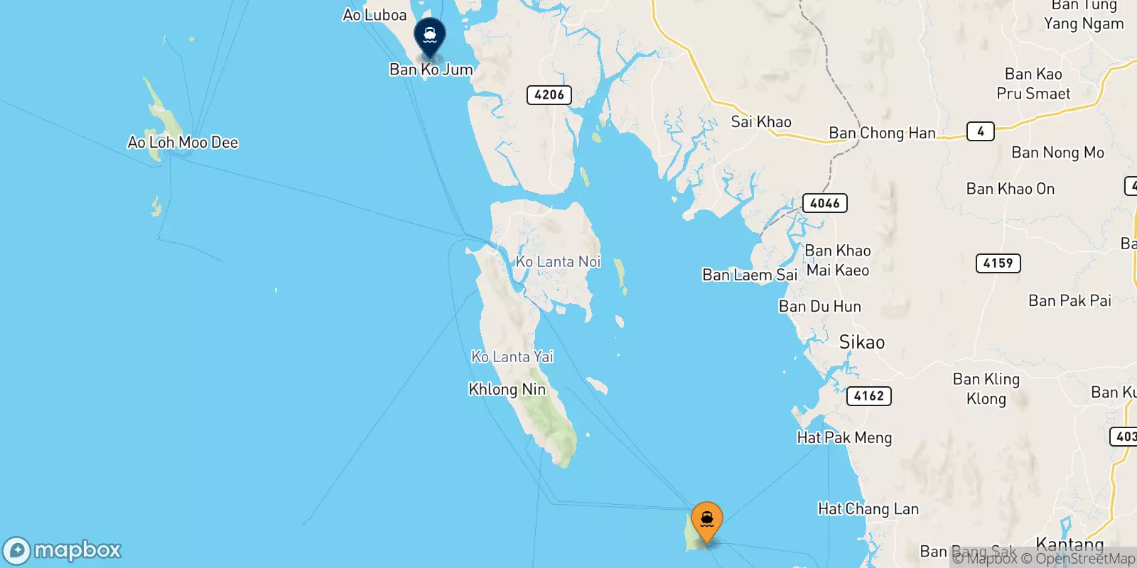 Ferries de Koh Ngai a Koh Jum